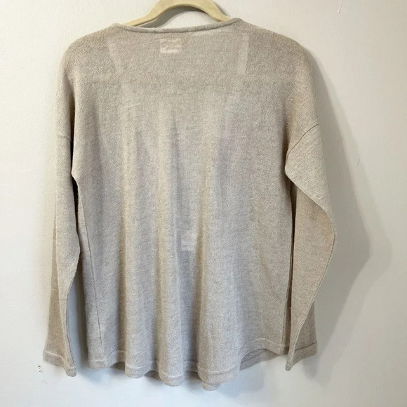 Soft Surroundings Womens Beige Knit V Neck Pullover Sweater Sz Small 1/2 Zip - Picture 3 of 9
